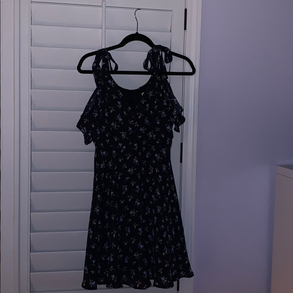 navy floral Altard State dress with tying straps